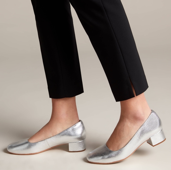 clarks heels for women dressy silver